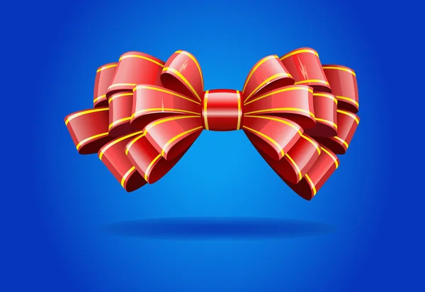 Red bow on a blue background. — Stock Vector