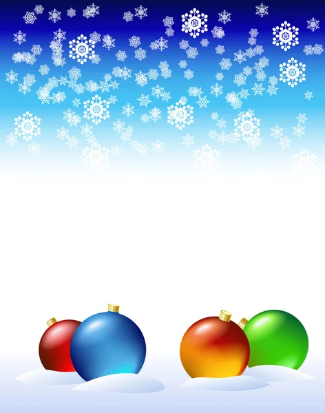 Christmas balls are on the snow. — Stock Vector
