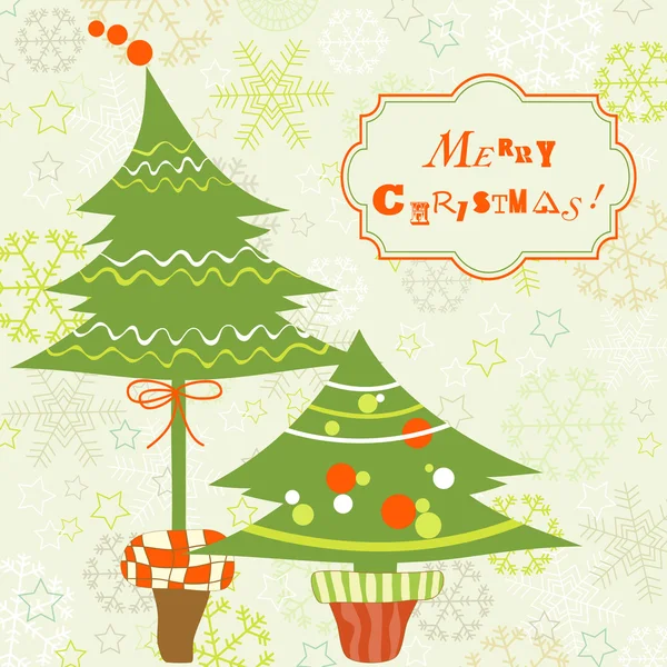 Tarjeta de felicitación árboles de Navidad — Vector de stock