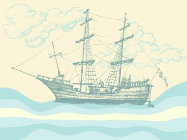 Vintage sailing boat clipart