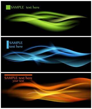 Shiny color waves over dark vector backgrounds clipart