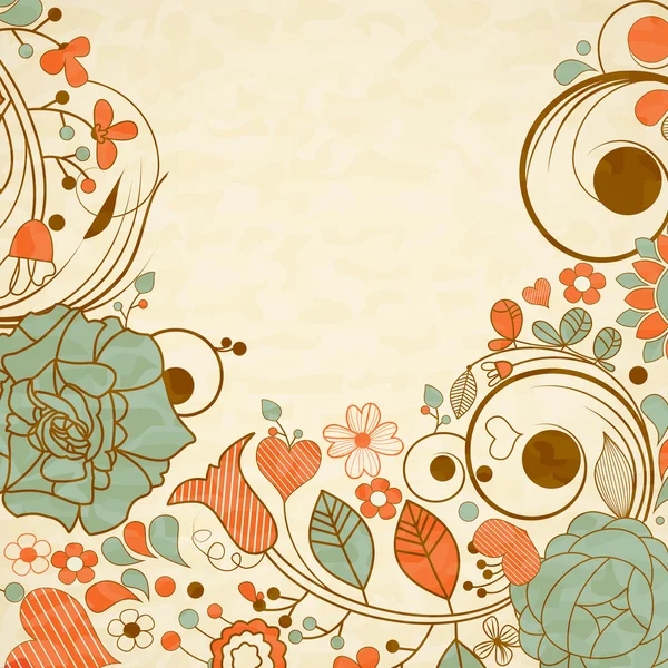 Старый бумажный фон, цветочная рамка — стоковый вектор