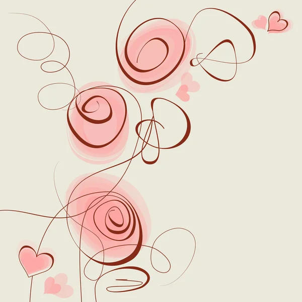 Rózsaszín virágok és szívek — Stock Vector
