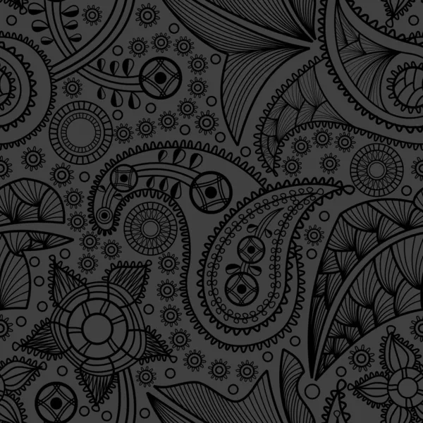 Paisley motif sans couture noir — Image vectorielle