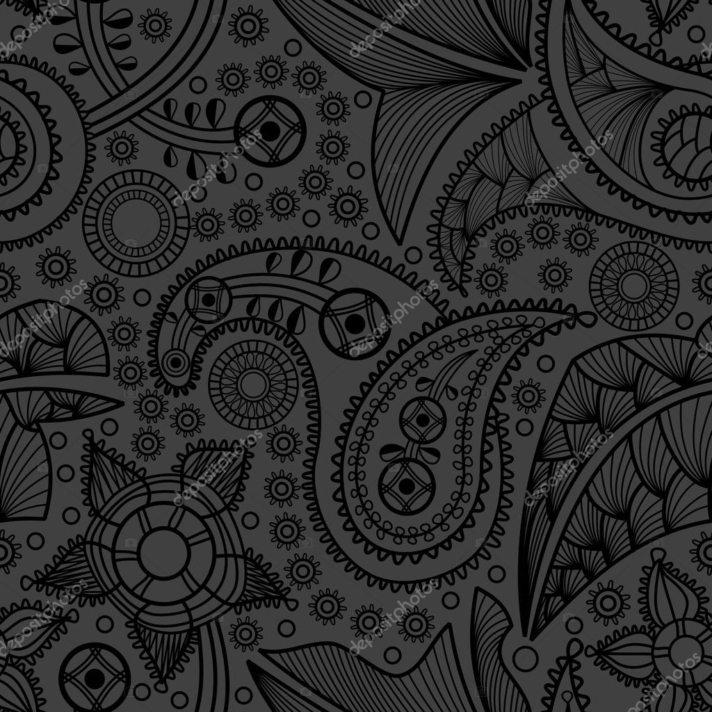 Paisley black seamless pattern — Stock Vector © Danussa #7146414