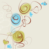 Stylish vector flowers and hearts romantic decoration