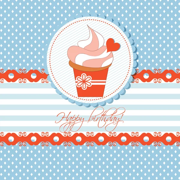 Cupcake cartão de saudação para crianças — Vetor de Stock