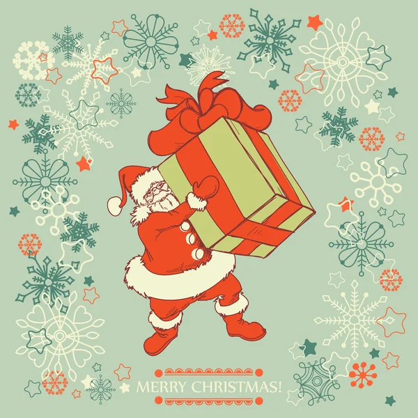 Santa Claus delivering gift — Stock Vector