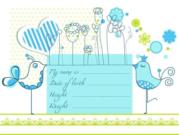 Bebé niño llegada linda tarjeta — Archivo Imágenes Vectoriales