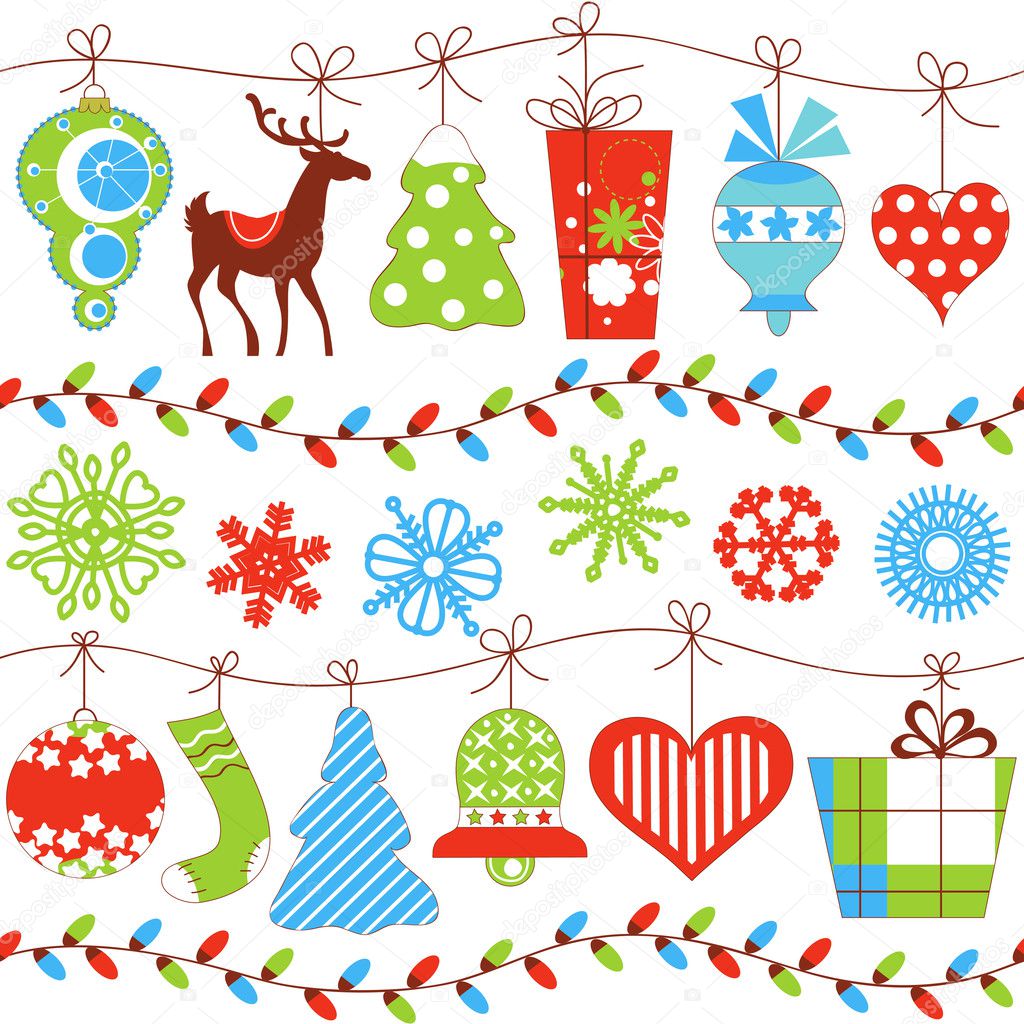 Christmas seamless pattern over white