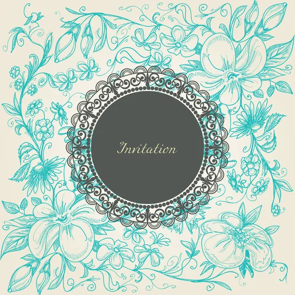 Vintage floral achtergrondlabel lace — Stockvector