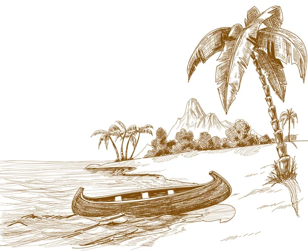 Παραλία σκίτσο — Διανυσματικό Αρχείο