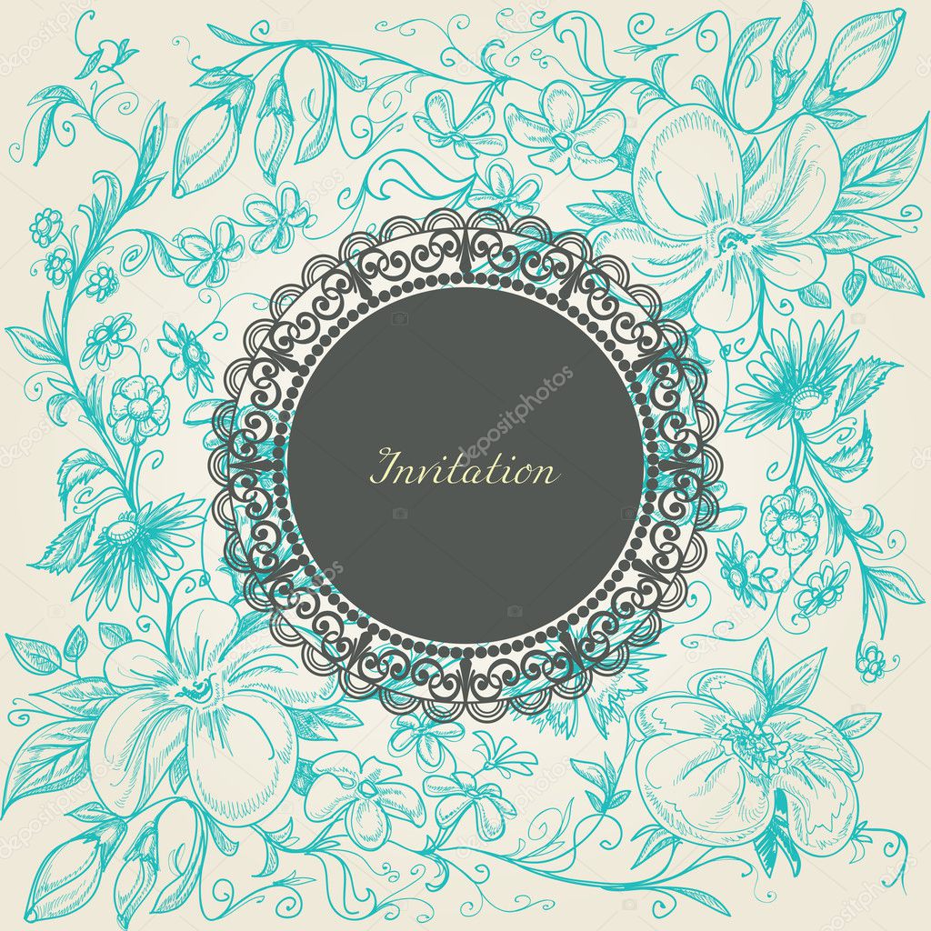 Vintage floral background lace label