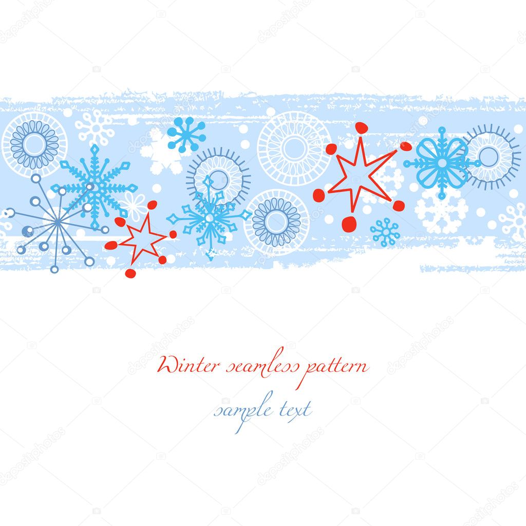 Winter background (seamless pattern) over white