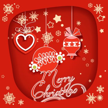 Christmas decorations red paper frame clipart