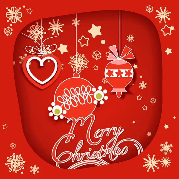 Décorations de Noël cadre en papier rouge — Image vectorielle