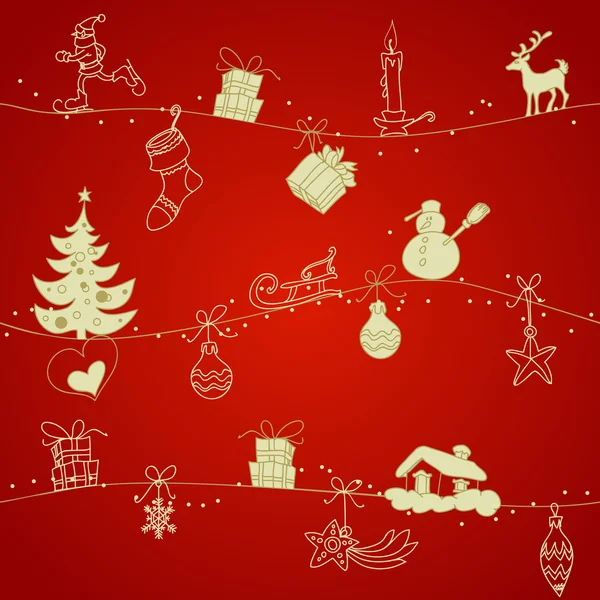 赤いクリスマスのシームレスなパターン — ストックベクタ