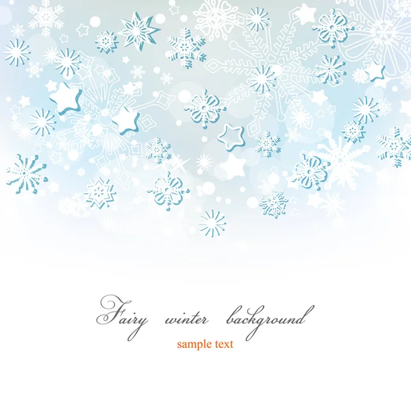Казковий зимовий фон, сіро-блакитний сніжинковий візерунок — стоковий вектор