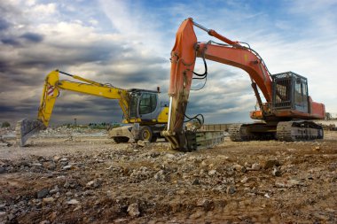 Excavator and digger clipart