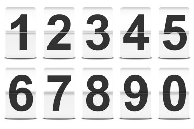 Set of white flip numbers clipart