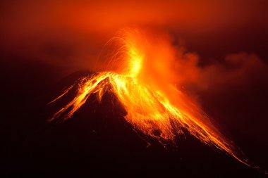 Tungurahua Volcano Powerful Night Eruption clipart