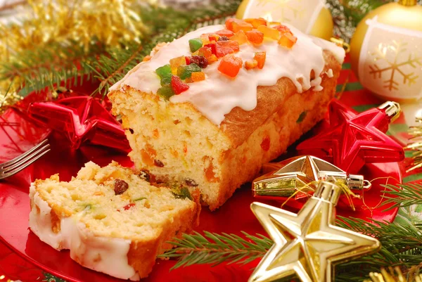 Christmas cake with dried fruits — Stock Photo, Image