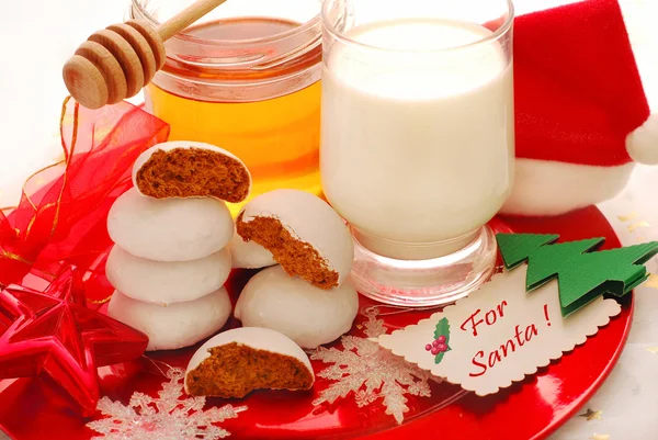 Mléko a sušenky pro Santa — Stock fotografie