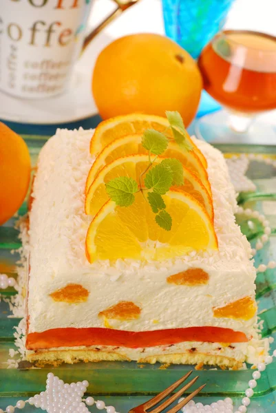Сырный торт с апельсинами и желе на Рождество — стоковое фото