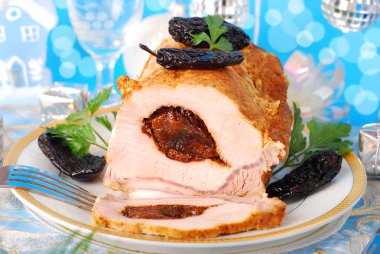 Loin of pork stuffed with prune clipart