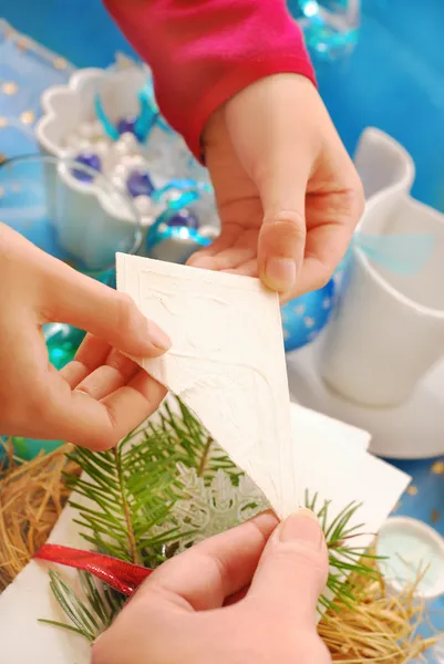 stock image Sharing with christmas eve wafer