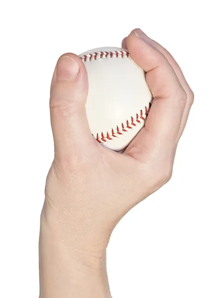 Jogador agarrando uma nova bola de beisebol — Fotografia de Stock
