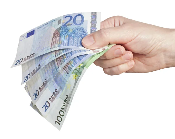 Euro pengar i hand — Stockfoto