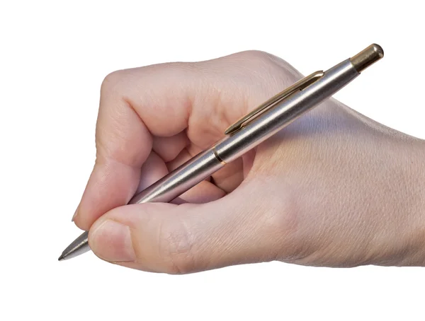 A nő kezében tollat — Stock Fotó