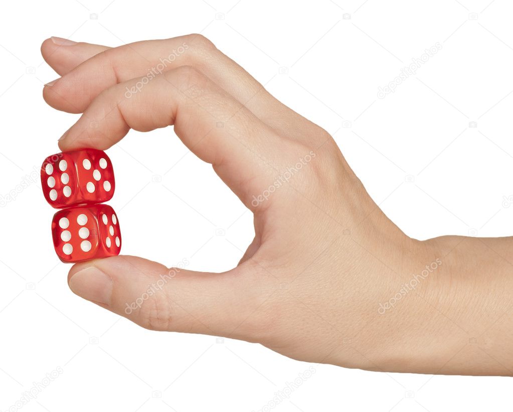 Hand holding a dices