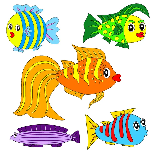 Cartoon vector fish set — Stock Vector