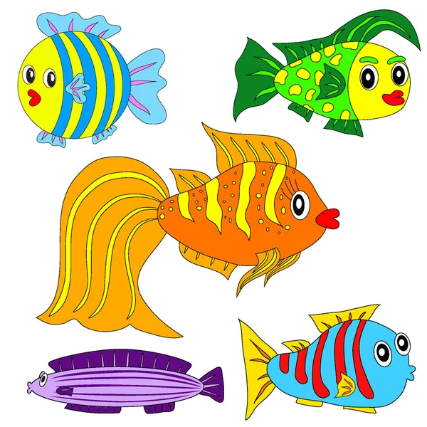 Kreslené vektorové ryb set eps8 — Stockový vektor