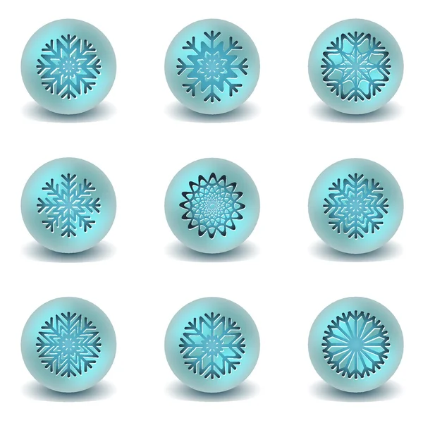 Snowflakes set buttons — Stock Vector