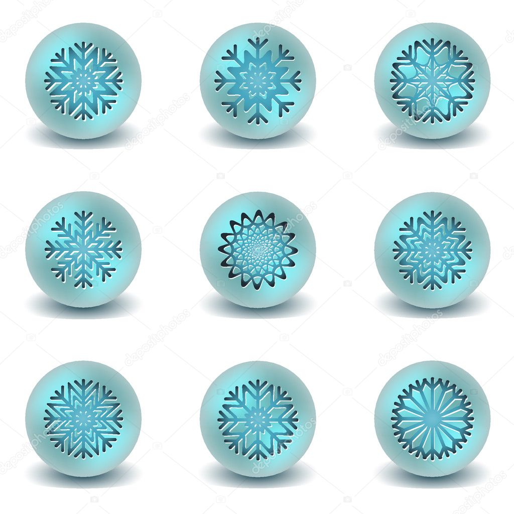 Snowflakes set buttons