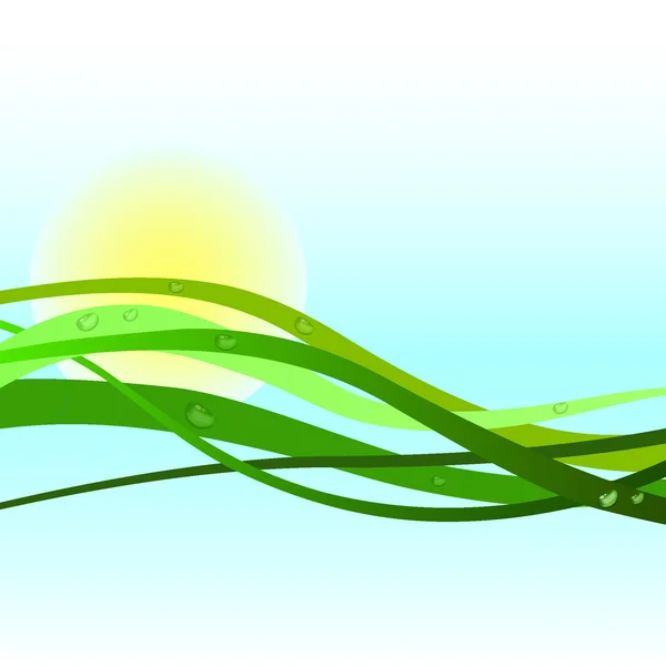 Zelená vlna kapkami vody — Stockový vektor