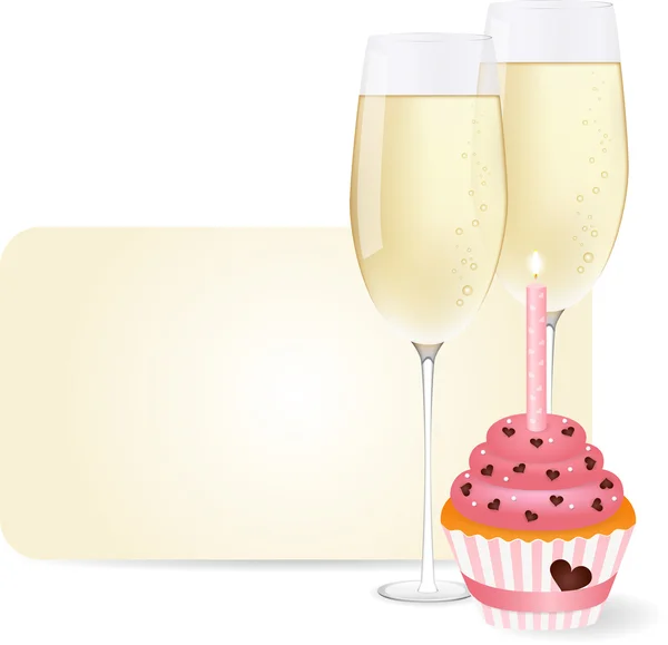 Champagne & cupcake — Stock vektor