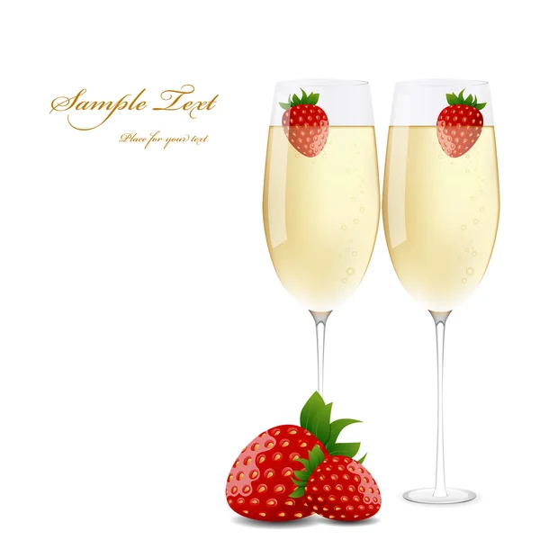 Champagne & Fragole — Vettoriale Stock