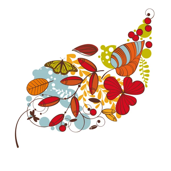 Tarjeta floral de otoño — Vector de stock