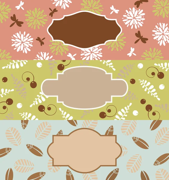 Set of cute floral banners — Stock Vector