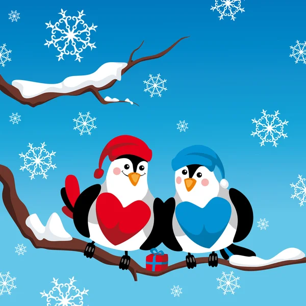 Carte de Noël avec oiseaux — Image vectorielle