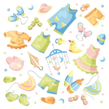 Set of baby clothing clipart