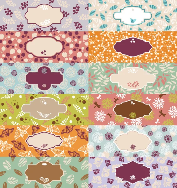 Set of cute floral banners — Stock Vector