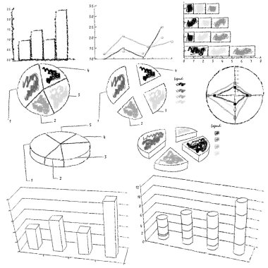 siyah-beyaz istatistik grafikleri