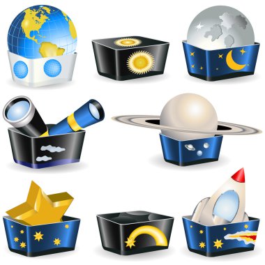 Collection of boxes - astronomy clipart