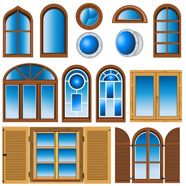 Samling av olika fönster — Stock vektor