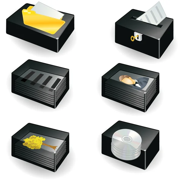 Collection de boîtes - série d'icônes de documents — Image vectorielle